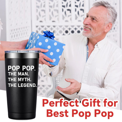 BIRGILT Pop Pop Gifts from Grandkids - Poppop Fathers Day Gift - Best Poppop Ever Gifts for Birthday, Christmas - Pop Pop Tumbler 20oz