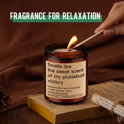 GSPY Scented Candle - Pickleball Gifts for Women, Men - Pickle Ball Accessories, Funny Sports Gifts for Pickleball Lovers, Players - Funny Mothers Day, Fathers Day, Birthday Ideas for Dad, Mom, Woman