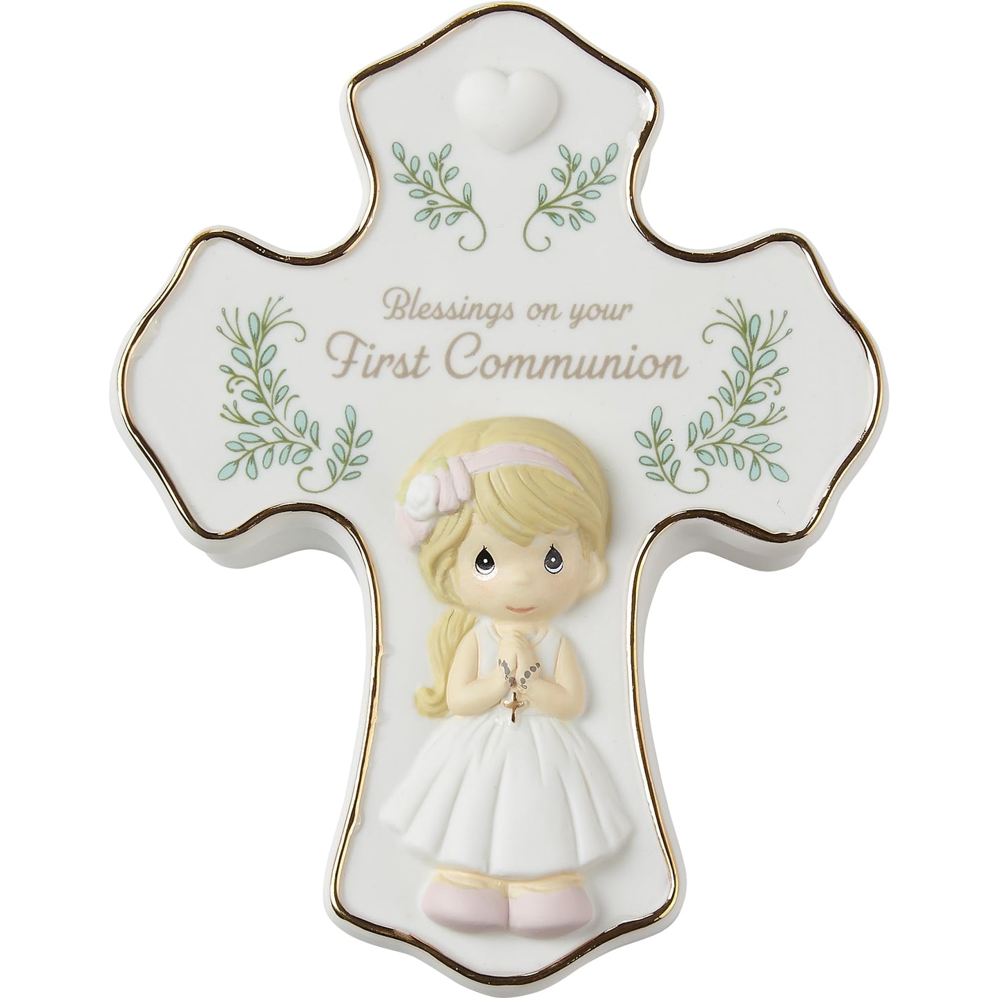 Precious Moments Blessings On Your First Communion, Bisque Porcelain Rosary Box with Rosary, First Communion Gift for Girls, Religious Keepsake for Catholic and Christian Faith