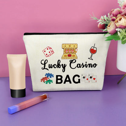 Sazuwu Lucky Casino Gifts Makeup Bag for Women Gambling Themed Gifts for Grandma Mom Birthday Mothers Day Retirement for Casino Lovers