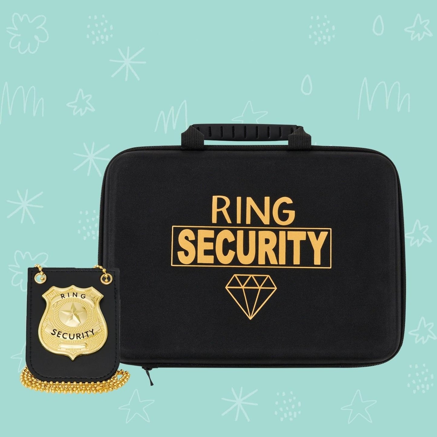 Tickle & Main Ring Bearer Proposal Gift Set - Youth S/M, Ages 4 & Up, Black Polyester - Includes Storybook, Leather Badge & Security Briefcase - Kids Ring Bearer Gifts