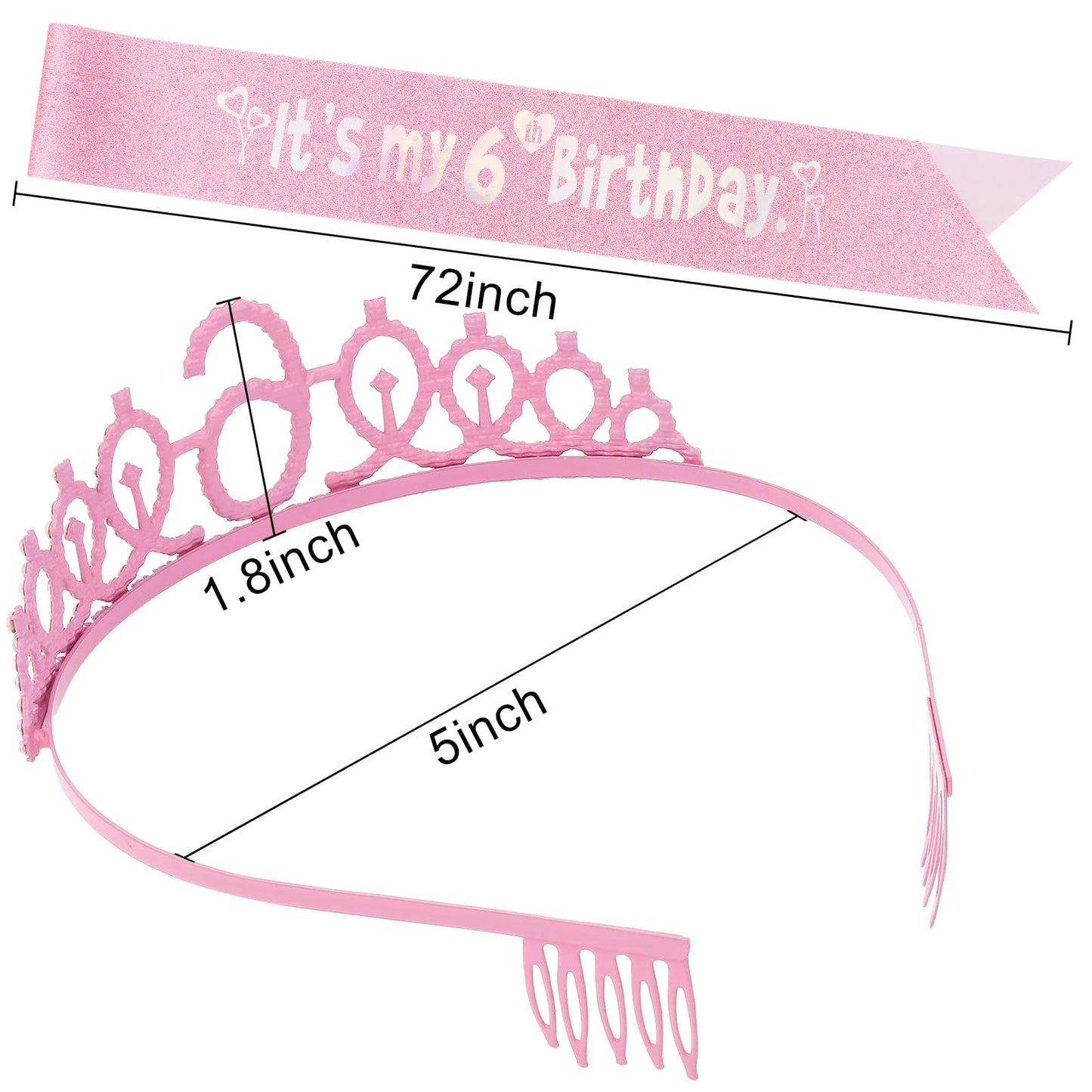 Canitor Birthday Decorations for Girls - Crown Tiara Sash Set and Headband Gift