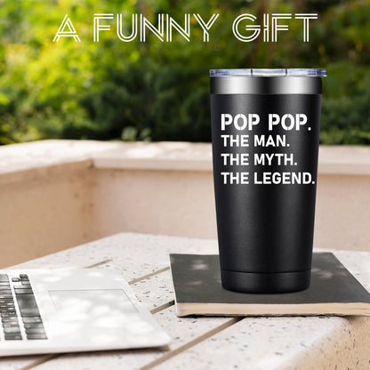 BIRGILT Pop Pop Gifts from Grandkids - Poppop Fathers Day Gift - Best Poppop Ever Gifts for Birthday, Christmas - Pop Pop Tumbler 20oz