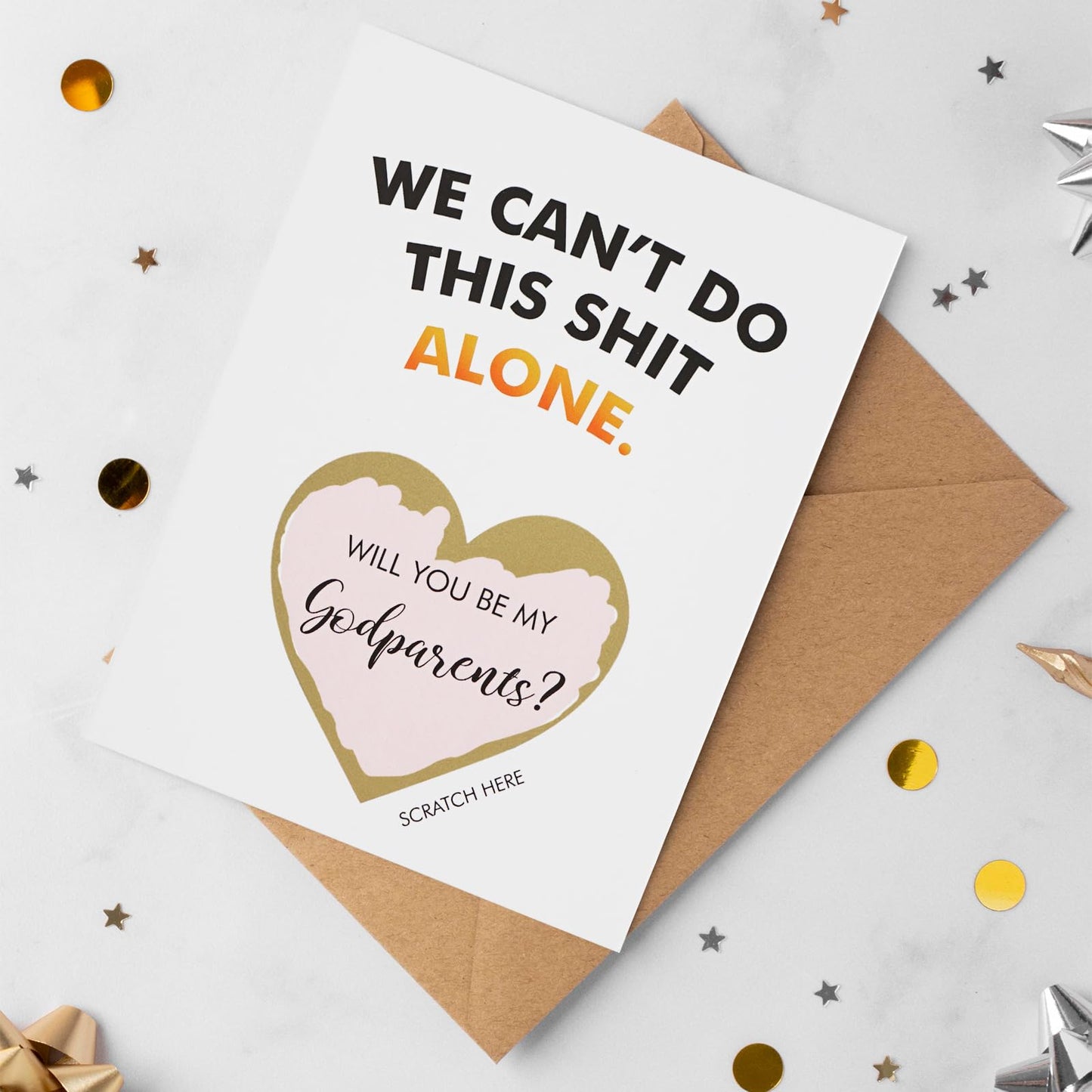 Funny Godparents Proposal Gift Scratch Off Card, Will You Be My Godparents Card, Godparents Request Asking Card - We Can't Do This Alone