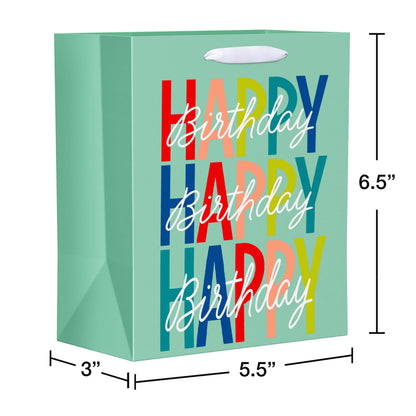 American Greetings 6.5" Small Gift Bags for Birthday and Celebrations (5-Count)