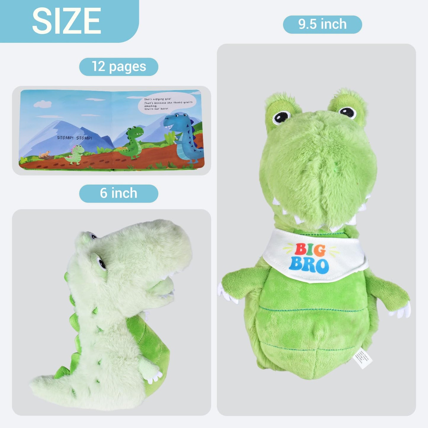 Big Brother Gift for Boy for Older Siblings of New Baby Includes Plush Dinosaur with Storybook, Ideal Birthday & Special Occasion Gift for Boys (Big Brother/Little Sister)