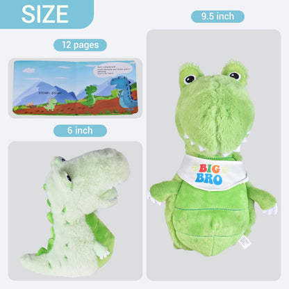 Big Brother Gift for Boy for Older Siblings of New Baby Includes Plush Dinosaur with Storybook, Ideal Birthday & Special Occasion Gift for Boys (Big Brother/Little Sister)