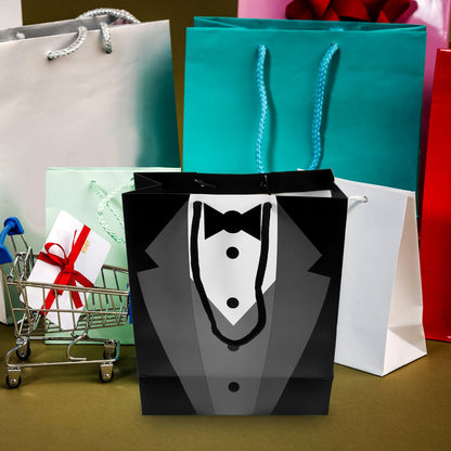 Groomsmen Paper Bags Tuxedo Bags for Wedding Groomsmen Anniversary, 5 Pack Party Favor 19 x 9 x 23cm