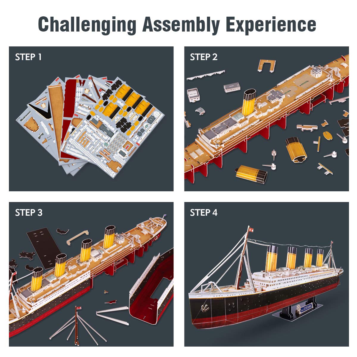 CubicFun 3D Puzzles for Adults - LED Titanic 35'' Large Ship - New Home Desk Decor - House Warming, Wedding, Anniversary, Valentines Day Gifts for Him Her Teacher Long Distance Relationship Gifts