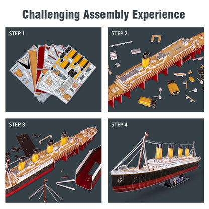 CubicFun 3D Puzzles for Adults - LED Titanic 35'' Large Ship - New Home Desk Decor - House Warming, Wedding, Anniversary, Valentines Day Gifts for Him Her Teacher Long Distance Relationship Gifts