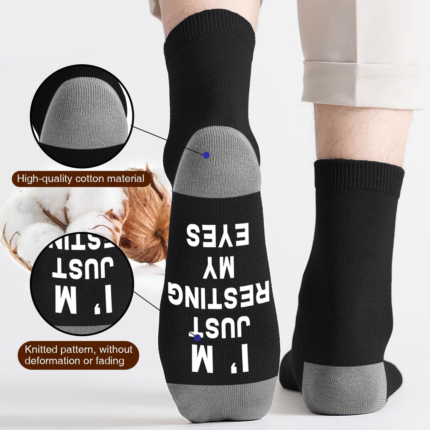 Dealswin Birthday Gifts for Dad, Fathers Day Gift for Men, I'm Not Sleeping I'm Just Resting My Eyes Funny Socks