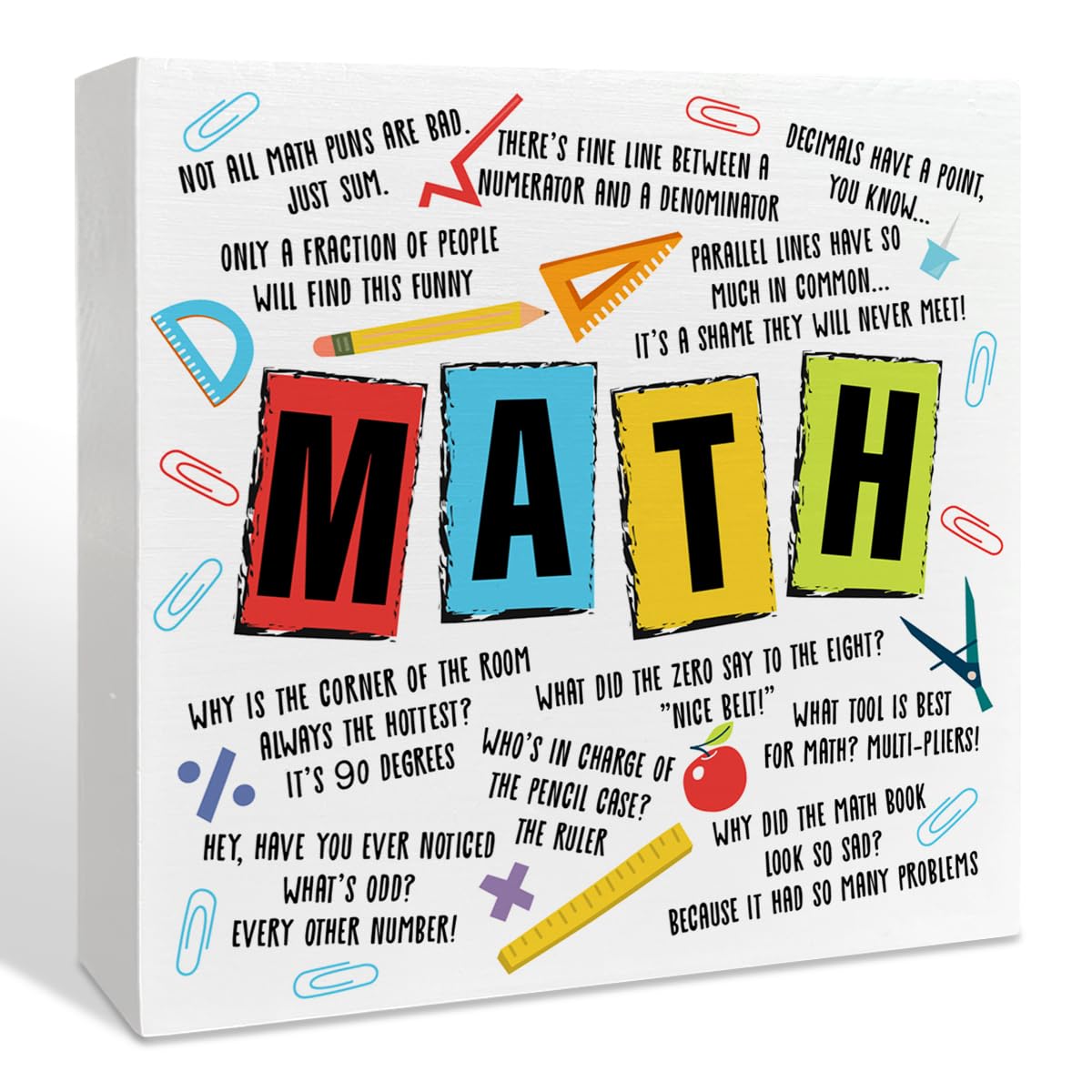 Math Teacher Gifts for Women Men, Teacher Birthday Christmas Teacher's Day Gifts, Back to School Teacher Gifts, Teacher Thank You Appreciation Gifts Retirement, The Math Book, Wooden Box Sign