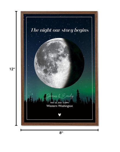 Custom Moon Phase Poster – Personalized Moon Gift for Mom, Dad, Wife, or Partner – Anniversary, Birthday or Wedding Night Sky Print – Unique Celestial Wall Art for Home Décor (Moon Phase Style 04)