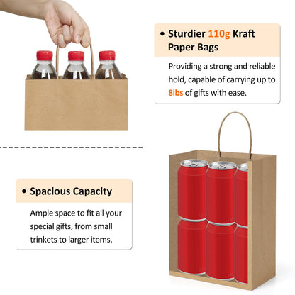 BagDream Gift Bags 8x4.25x10.5 100Pcs Brown Paper Gift Bags with Handles Bulk for Wedding, Party Favor, Grocery, Shopping, Retail, Merchandise Medium Kraft Paper Sacks