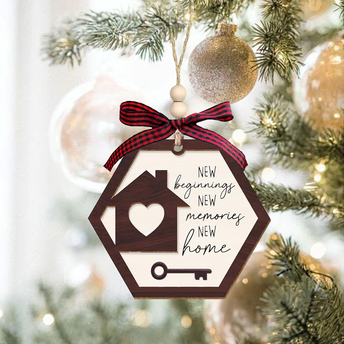 House Warming Gifts New Home - Customizable Housewarming Gifts for Women, Men, Couple, Homeowner, 2026 New Home Gift Ideas, Realtor Closing Gift, Wooden Ornament, New Beginnings Gifts