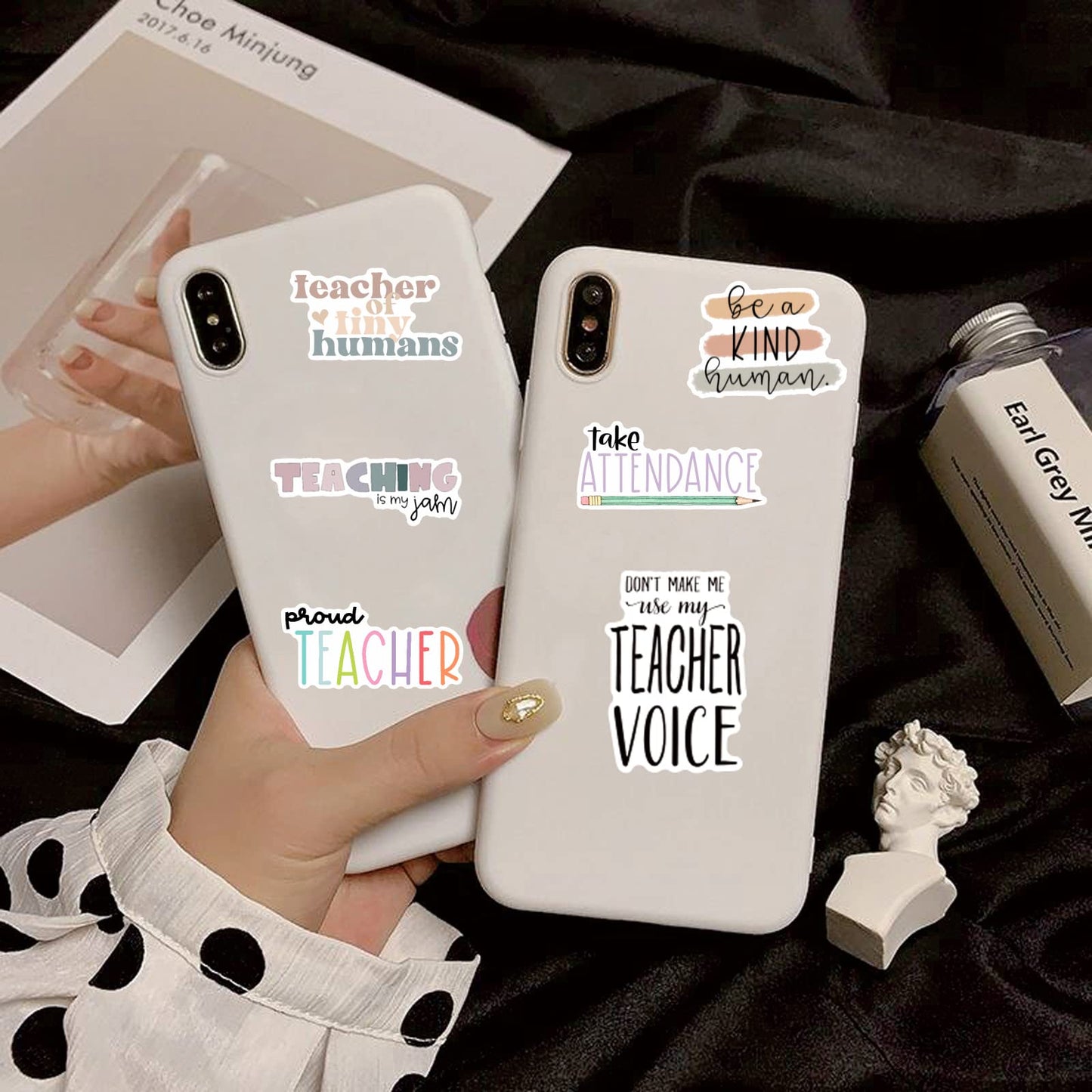 Teacher Stickers 50 Pcs, Vinyl Waterproof Stickers for Laptop Water Bottles Notebook, Teacher Appreciation Gifts in Bulk