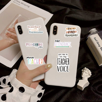 Teacher Stickers 50 Pcs, Vinyl Waterproof Stickers for Laptop Water Bottles Notebook, Teacher Appreciation Gifts in Bulk