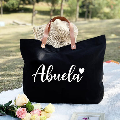 Lamyba Mothers Day Gifts for Gigi Nana Mimi, Grandma Tote Bag with Makeup Bag, Black