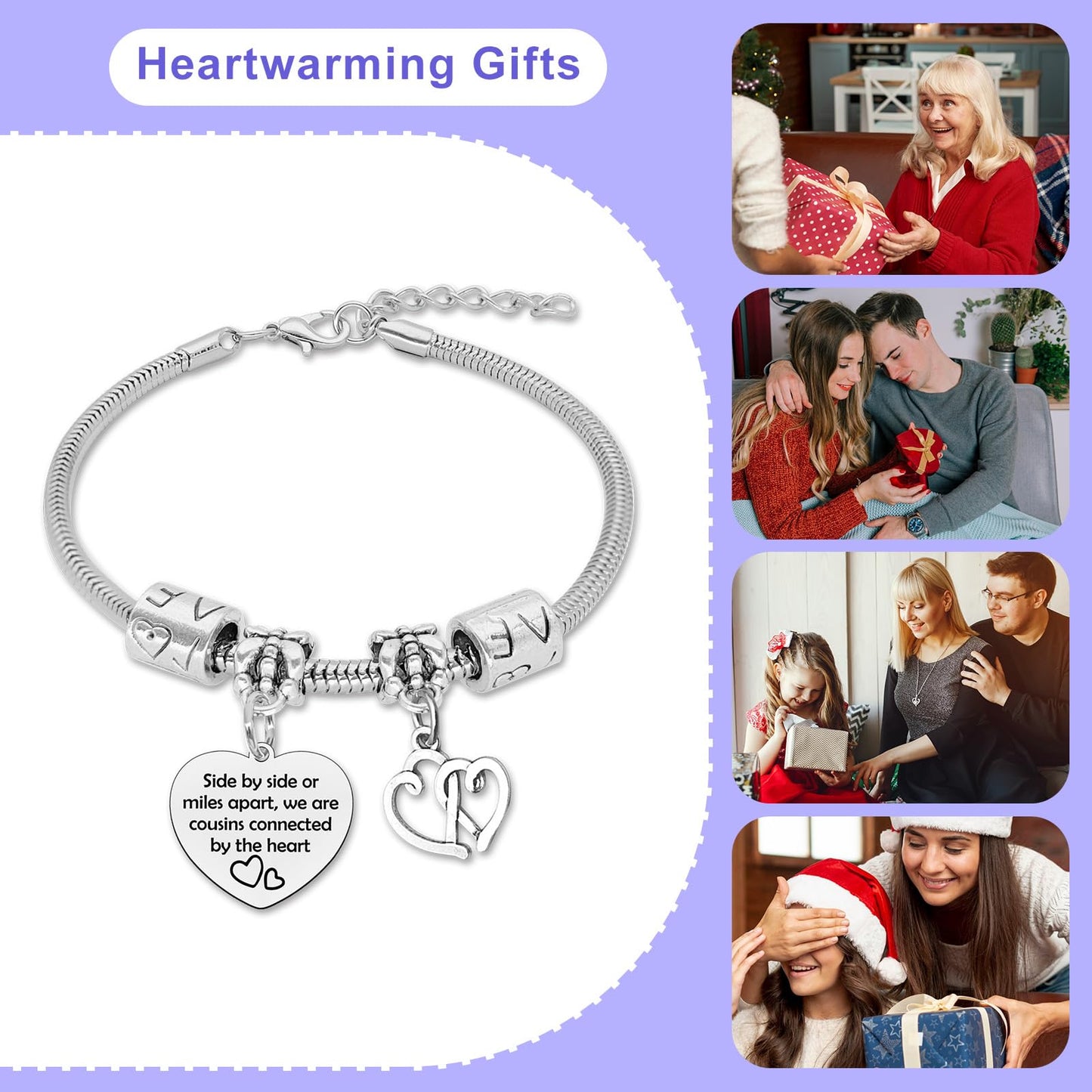 Cousins Bracelets for Women Stainless Steel Bracelets Happy Birthday Cousin Gift Female Cousin Bracelet Cousins Birthday Gifts for Women Inspirational Gifts for Friends Woman Christmas Friendship Gift