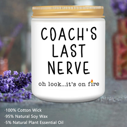 Coach Gifts for Women or Men, Appreciation Gift for Baseball Softball, Best Birthday Gift for Volleyball Hockey Coach, Coach’s Last Nerve, Lavender Scented Candles