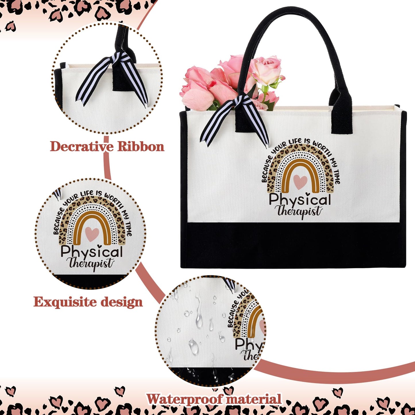 Geiserailie 8 Pcs Physical Therapist Appreciation Gifts for Women Including Large Tote Bag Cosmetic Bags Tumbler Cup Plush Socks Metal Keychain Card and Envelope for PT Doctor Student Gifts