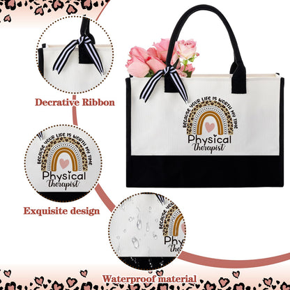 Geiserailie 8 Pcs Physical Therapist Appreciation Gifts for Women Including Large Tote Bag Cosmetic Bags Tumbler Cup Plush Socks Metal Keychain Card and Envelope for PT Doctor Student Gifts