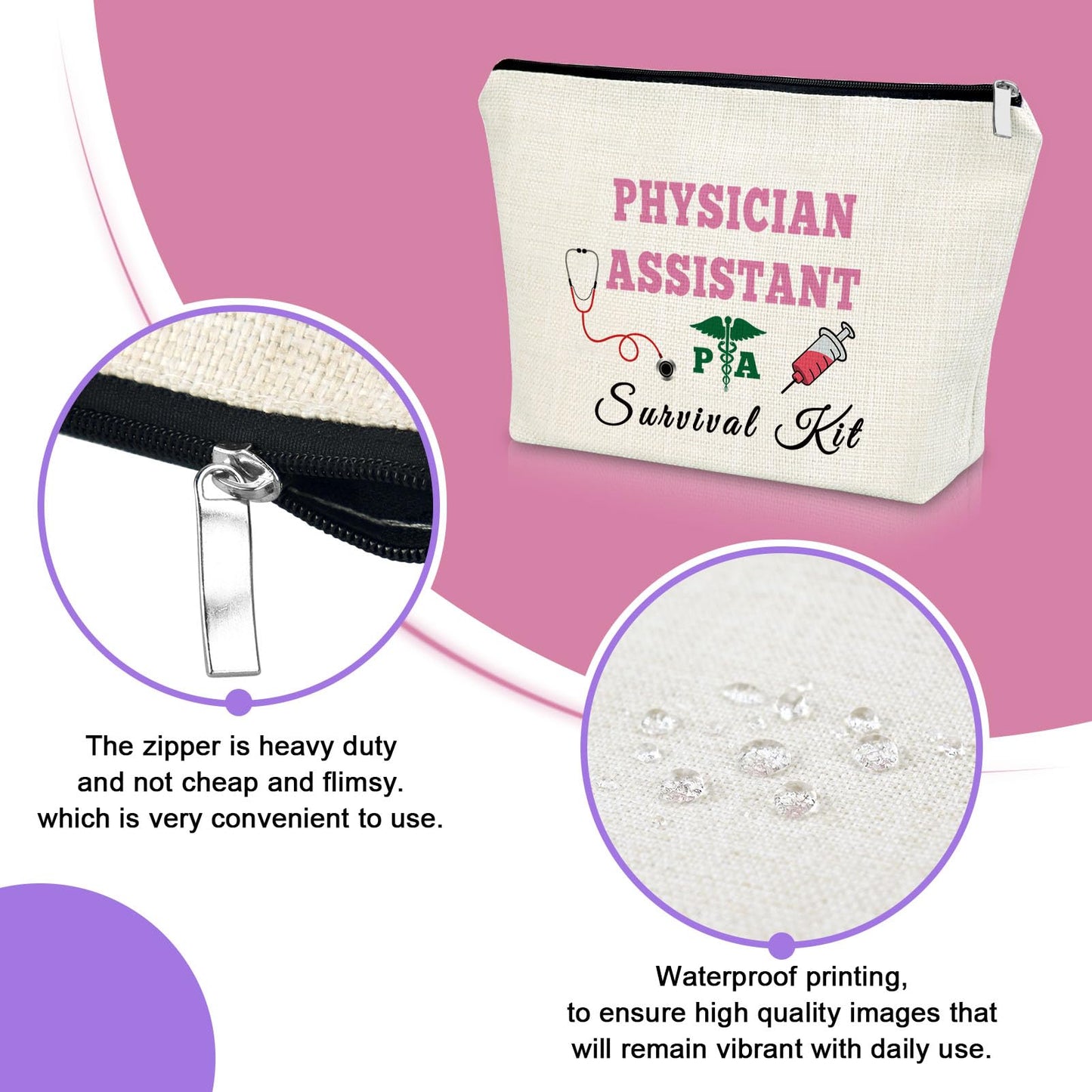 Sazuwu Physician Assistant Gift Makeup Bag Future PA Accessories for Women Graduation Appreciation Thank You Birthday Gifts Cosmetic Travel Pouch