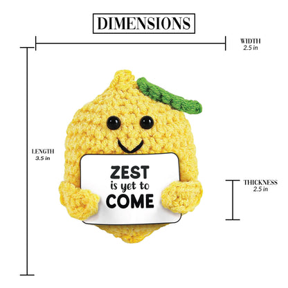 Pavilion Gift Company - Lemon - Crochet Mini Figure Fruit Zest Encouragement Inspiration Home Work Desk Decor