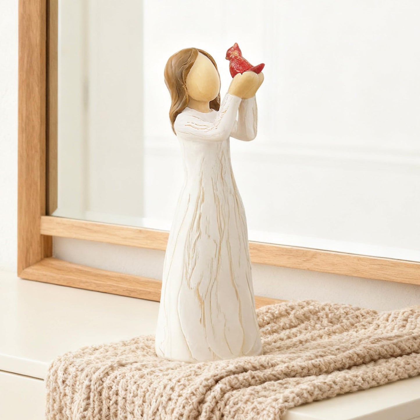 Cardinal Gifts for Women Angel Cardinal Figurine Decor Memorial Sympathy Gifts for Loss of Loved One Holding Hope