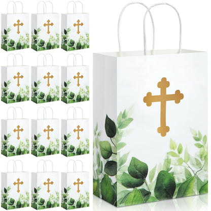 Dinifee 50 Pcs Baptism Gift Bag Christening Religious Party Bags Bulk First Communion Gifts for Boys Girls Christening Baby Shower