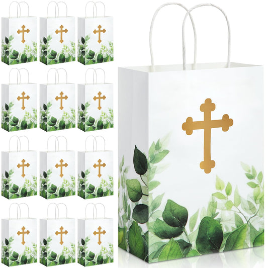 Dinifee 50 Pcs Baptism Gift Bag Christening Religious Party Bags Bulk First Communion Gifts for Boys Girls Christening Baby Shower
