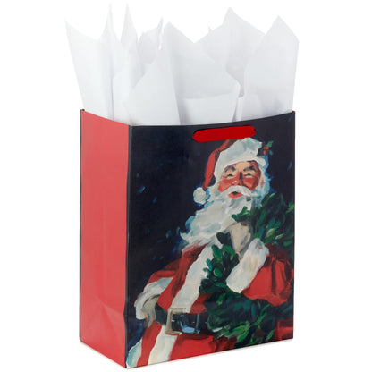 Hallmark 13" Large Christmas Gift Bag with Tissue Paper and Gift Tag (Traditional Santa Claus) for Kids, Adults, Friends, Family