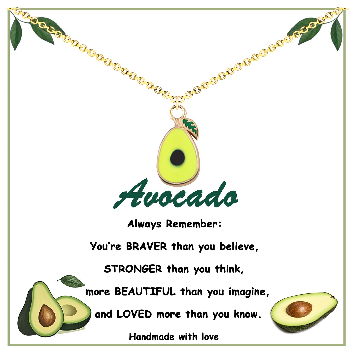 Inspirational Avocado Necklace for Women Teens, Avoacdo Lover Jewelry, Cute Avocado Fruit Gifts for Friends Daughter Granddaughter