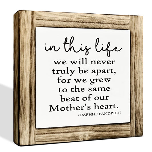 Home Decor Signs, Decorative Wooden Box Sign, Farmhouse Twins Signs, Grieving Sibling Decor, Birthday Gift for Sister or Brother, In This Life We Never Truly Be Apart Sign, 5.9×5.9 inches