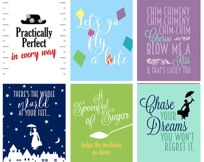 Silly Goose Gifts Mary Themed Wall Art Prints (Set of 6) Practically Perfect in Every Way