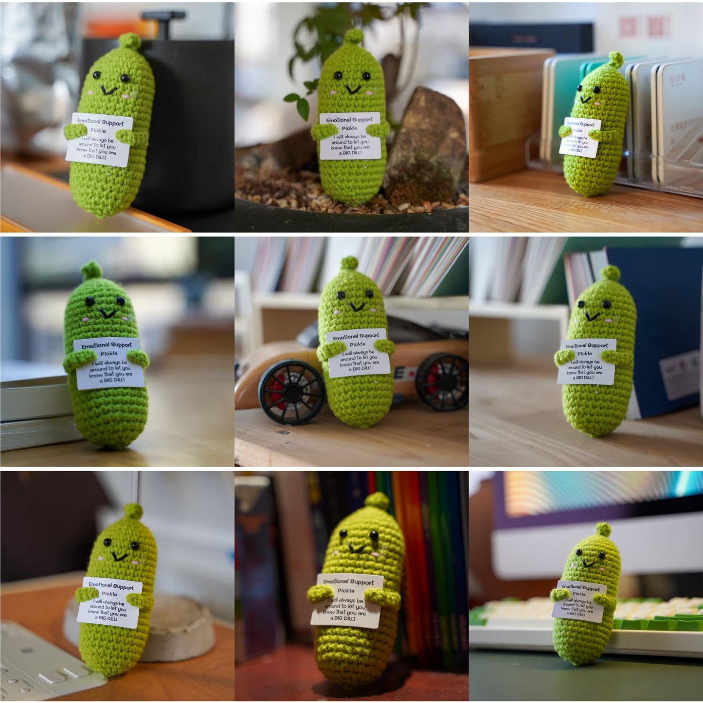 Letken Encouragement Pickle Plush Toys Positive Crochet Animals Gifts Encouragement Birthday Gifts, Christmas Stocking Stuffers (Support Pickle)