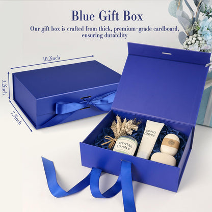 VGOODALL Blue Gift Box with Magnetic Lids, 10.2 x 7.5 x 3.2 Inch Gift Boxes for Presents Anniversary Birthday Celebration