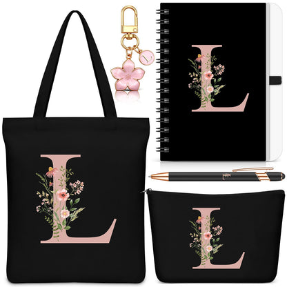 Talltalk 5 Pcs Personalized Women Gifts,Initial Tote Bag,Personalized Tote Bags,Graduation Gifts for Women