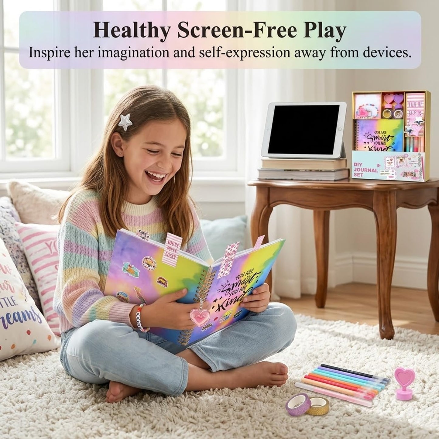 DIY Journal Kit for Girls Ages 8-12, 200+PCS Teen Tween Girl Gifts Trendy Stuff, Party Favors for Kids 8-12, Birthday Gift for Girls.