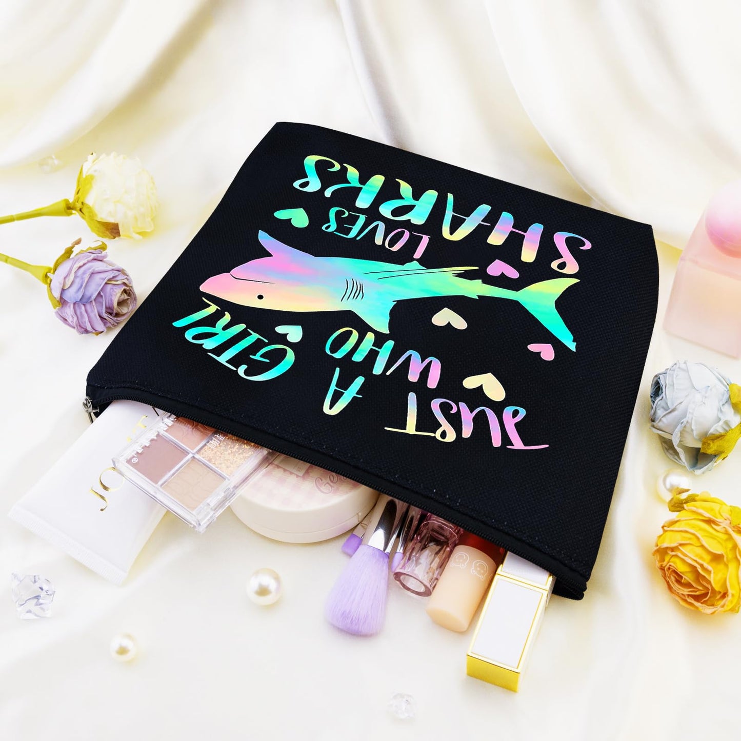 Shark Gifts for Women Sharks Themed Gifts for Women Shark Bag Sharks Week Bag Travel Toiletry Bags Graduation Gift Ideas for Daughter Sister Bestie Friends