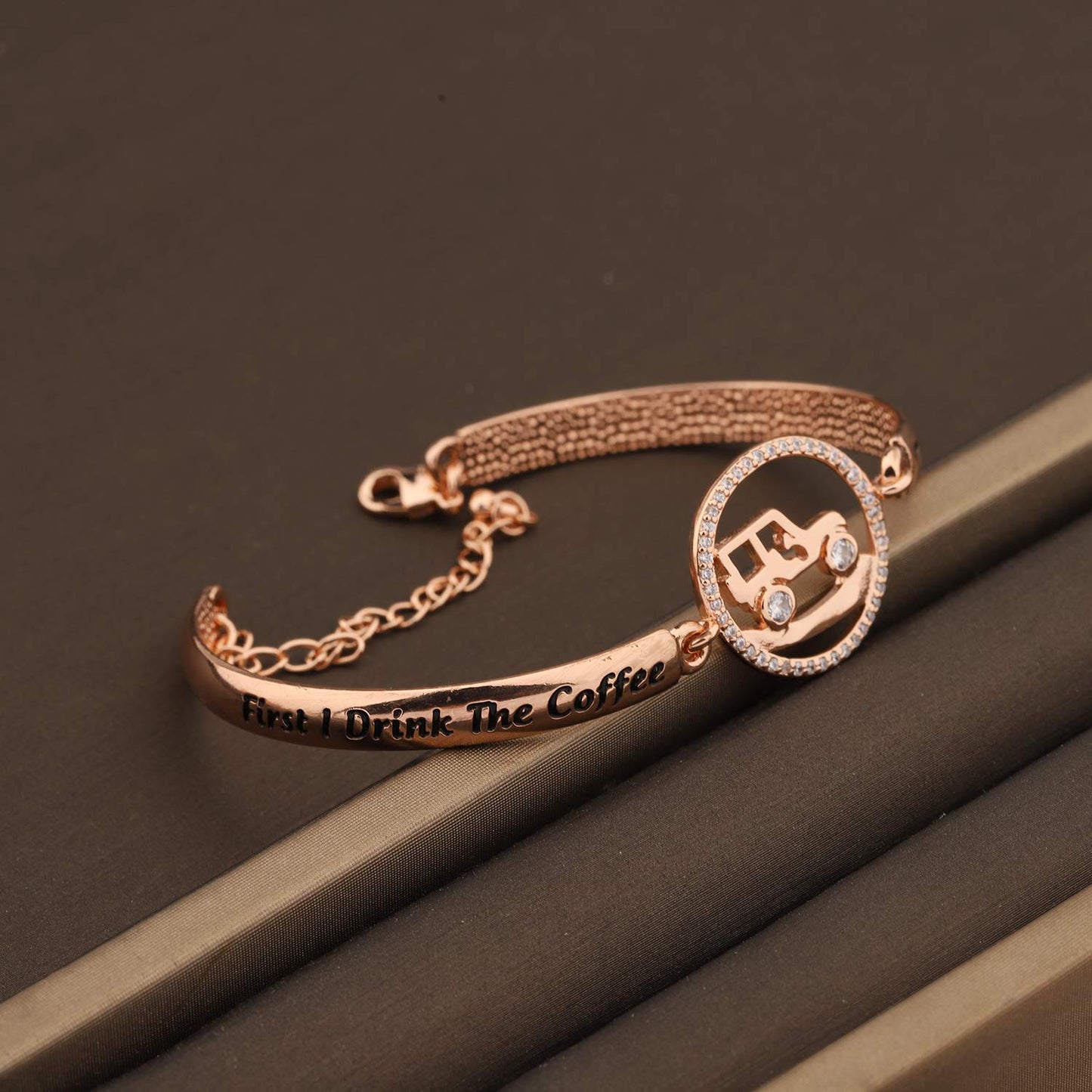 TGBJE J First I Drink The Coffee Then I Drive The Bracelet Gift (RG bangle)