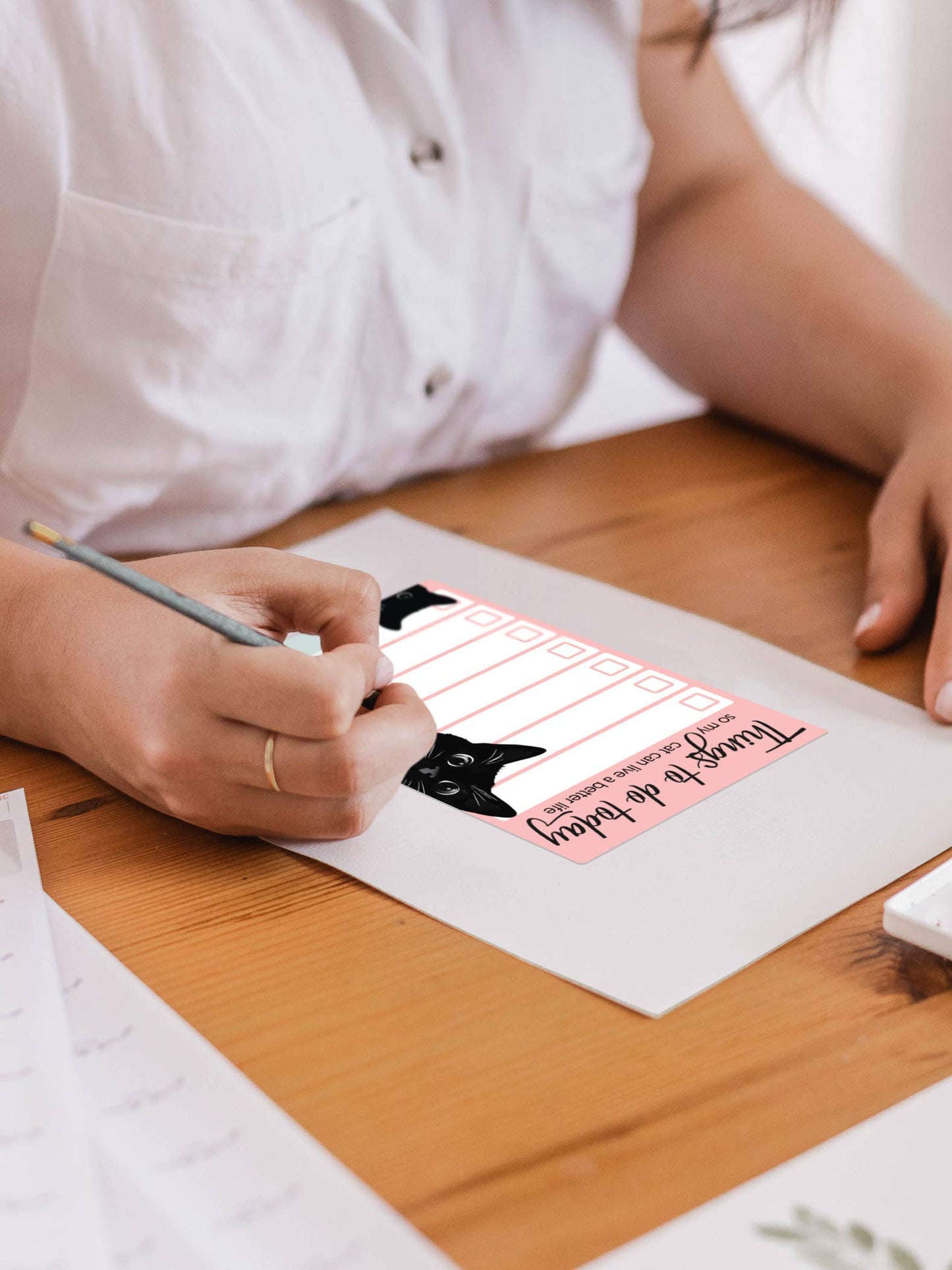 Funny Black Cat Lover Small to Do List Sticky Notes, Pink | Things to Do Today | Humor Notebook Notepad Note Card for Women Gift| 50 Pages 4x6 by DAILY RITMO