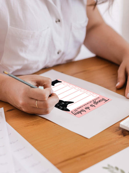 Funny Black Cat Lover Small to Do List Sticky Notes, Pink | Things to Do Today | Humor Notebook Notepad Note Card for Women Gift| 50 Pages 4x6 by DAILY RITMO