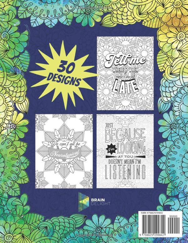 ADHD Coloring Book For Adults: A Funny Gift With 30 Relaxing And Stress Relieving Designs