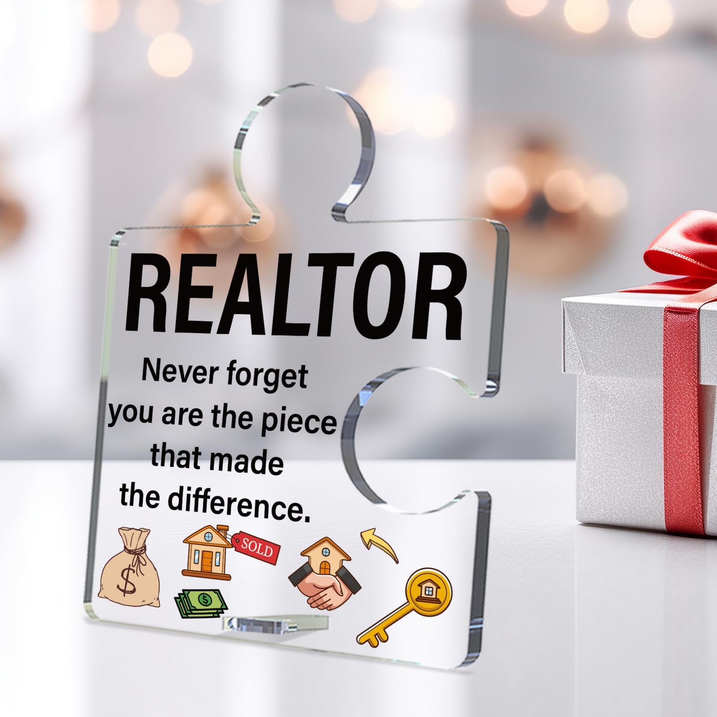 Realtor Gifts for Women Men, Thank You Appreciation Gifts for Real Estate Agents, Motivational Realtors Acrylic Puzzle Plaque Sign Office Decor