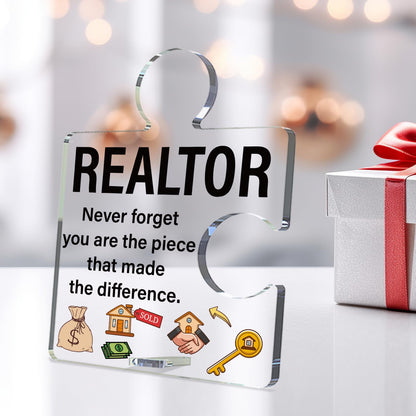 Realtor Gifts for Women Men, Thank You Appreciation Gifts for Real Estate Agents, Motivational Realtors Acrylic Puzzle Plaque Sign Office Decor