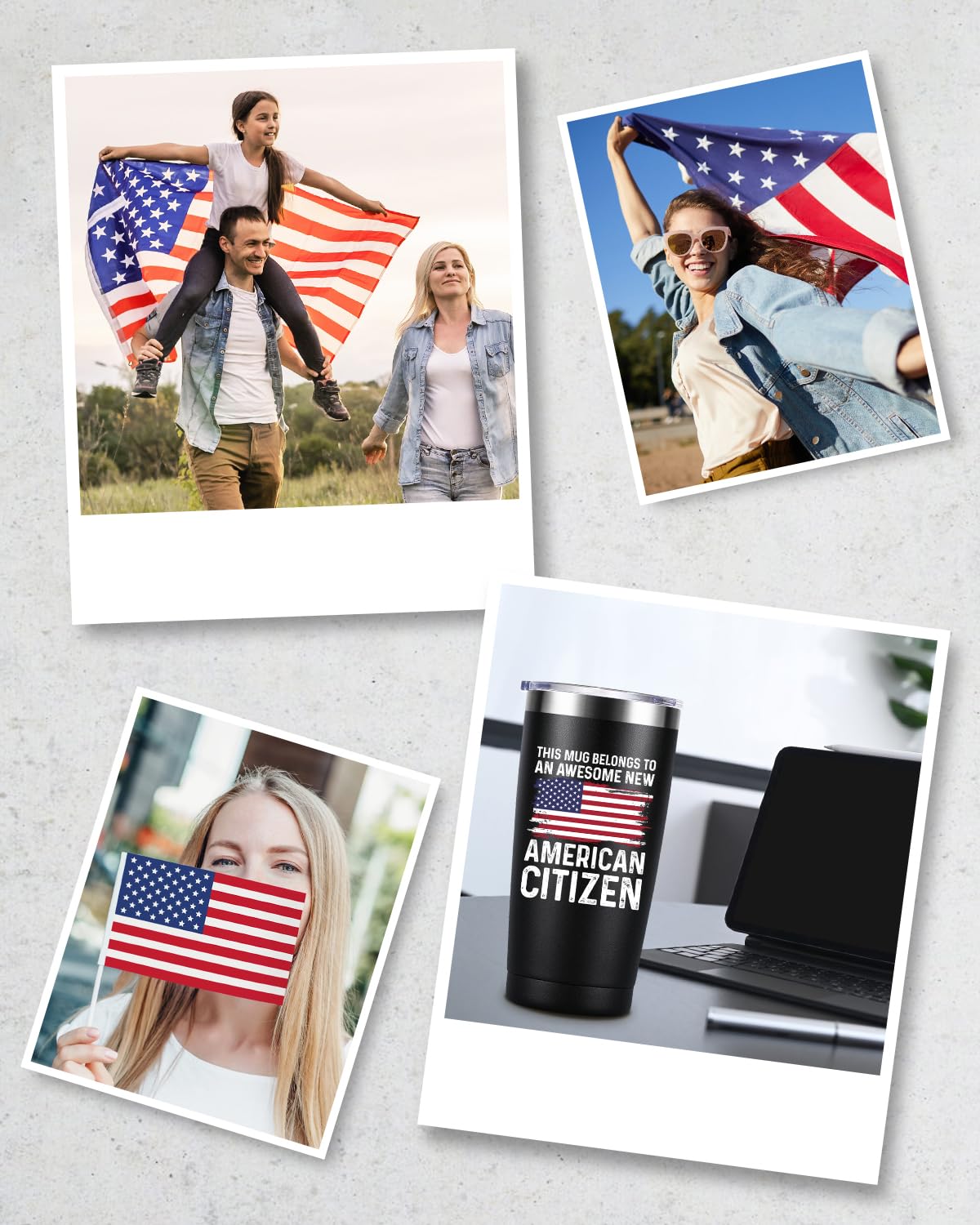 American Citizenship Gifts- 2026 Us Citizenship Gifts - Party Decoration - New US Citizen Gift 20oz Stainless Steel Insulated Tumbler, Black