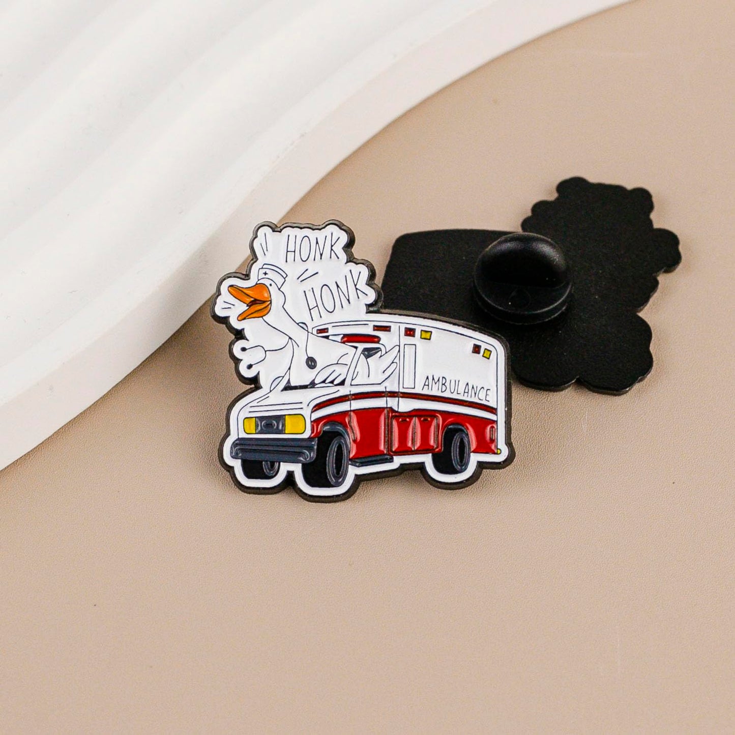 Honk Honk Silly Goose Driving Ambulance Enamel Pin, Cute EMS Goose Pin Brooch, Funny Gift For EMT Paramedic Healthcare Worker, Medical Emergency Brooch Badges, EMS Medical Humor Lapel Badge, Cartoon Animal Jewelry Accessories