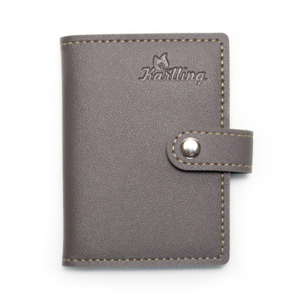 Karlling credit card holder wallet for women/man soft leather business card holder card case organizer bag with 20 card sleeves inside(Gray)