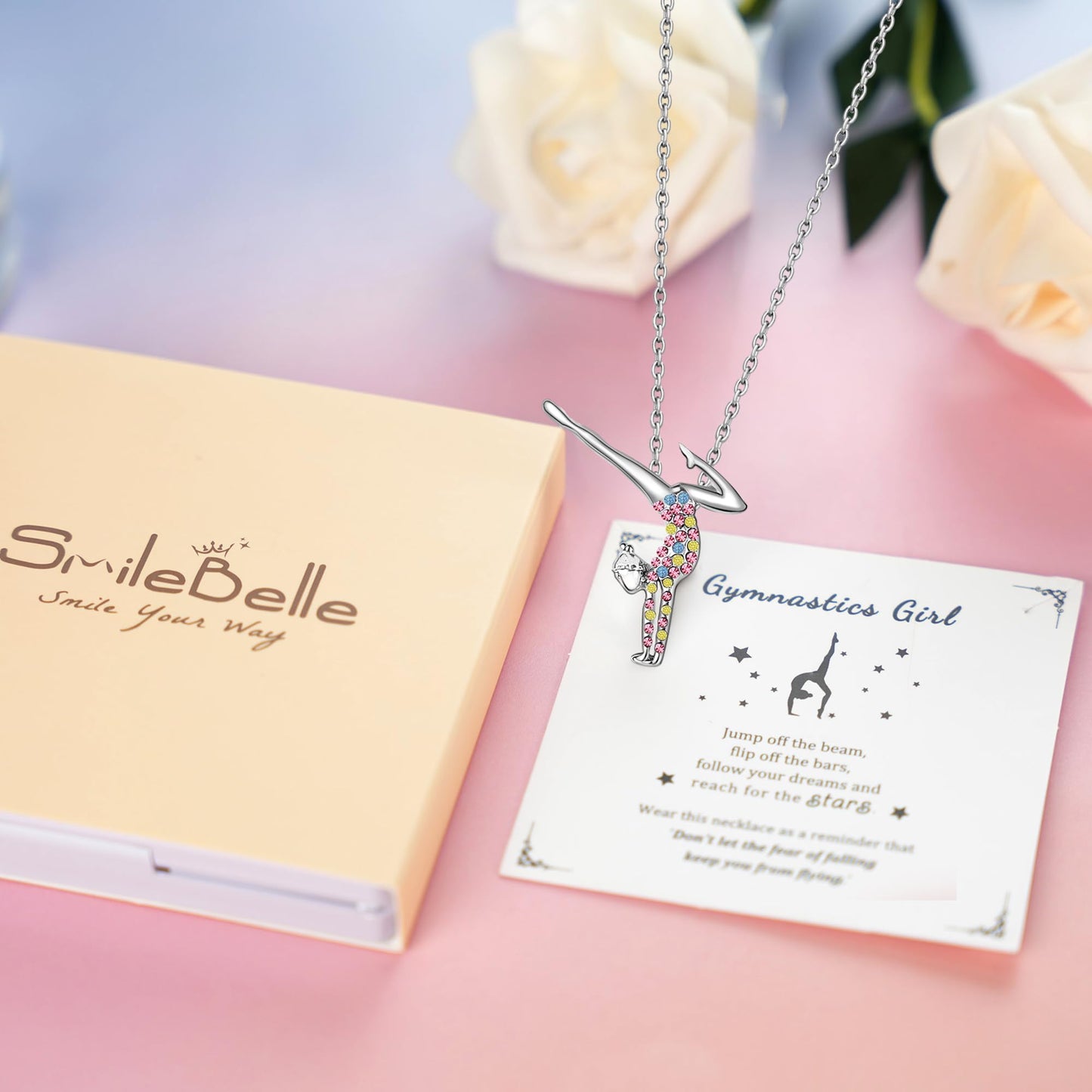SmileBelle Cheerleader Gymnastics Dance Recital Gifts for Girls, Dance Horse Necklace Cheerleader Outfit as Birthday Gifts for Her, Gymnastics Cheer Necklace Stuff Jewelry as BDAY Gift for Daughter